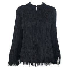 Halston 1970s Black Fringe Jacket