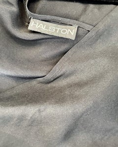 Halston 1970s Black Silk Bias Iconic Bishop Sleeve Vintage Evening Gown Dress