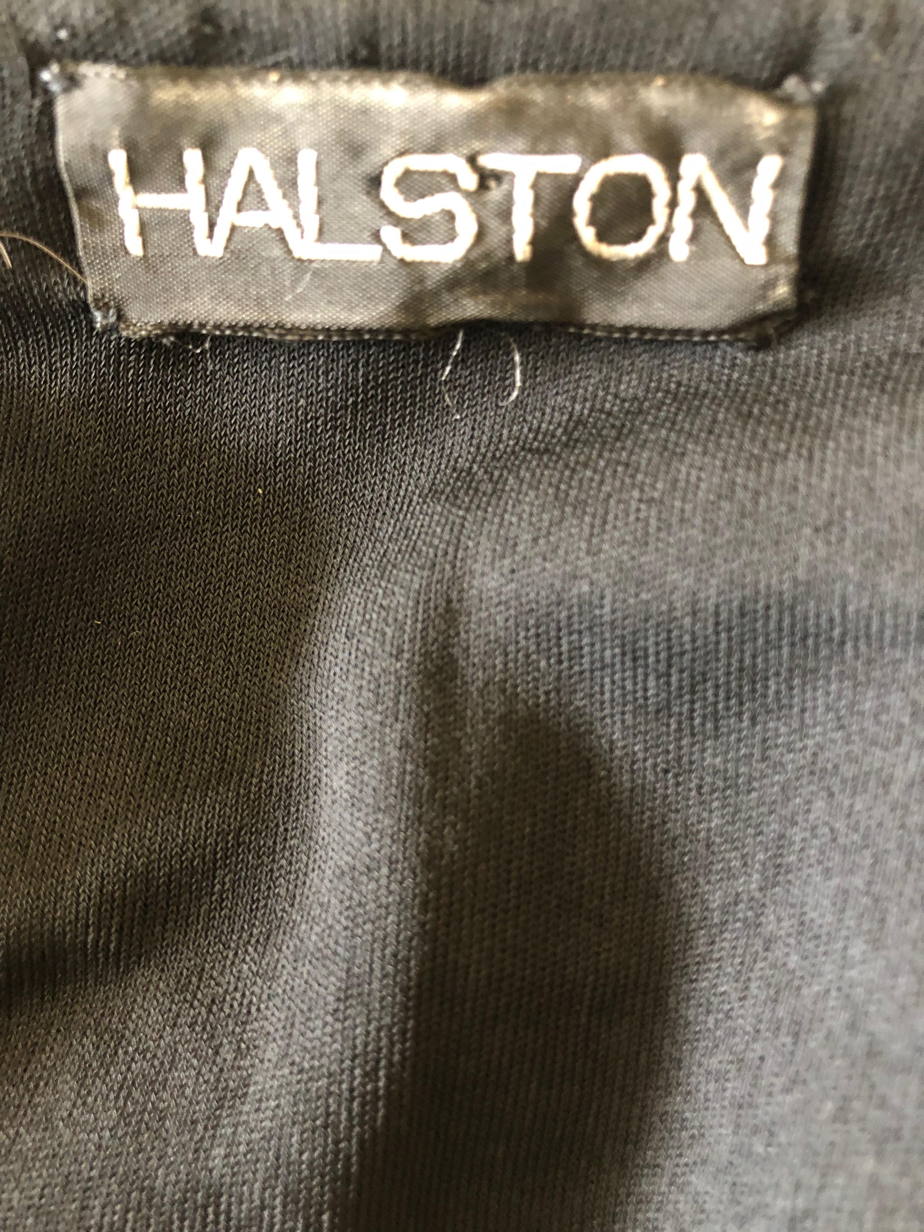 Halston 1970's Disco Era Low Cut Sequin Little Black Wrap Style Dress 7