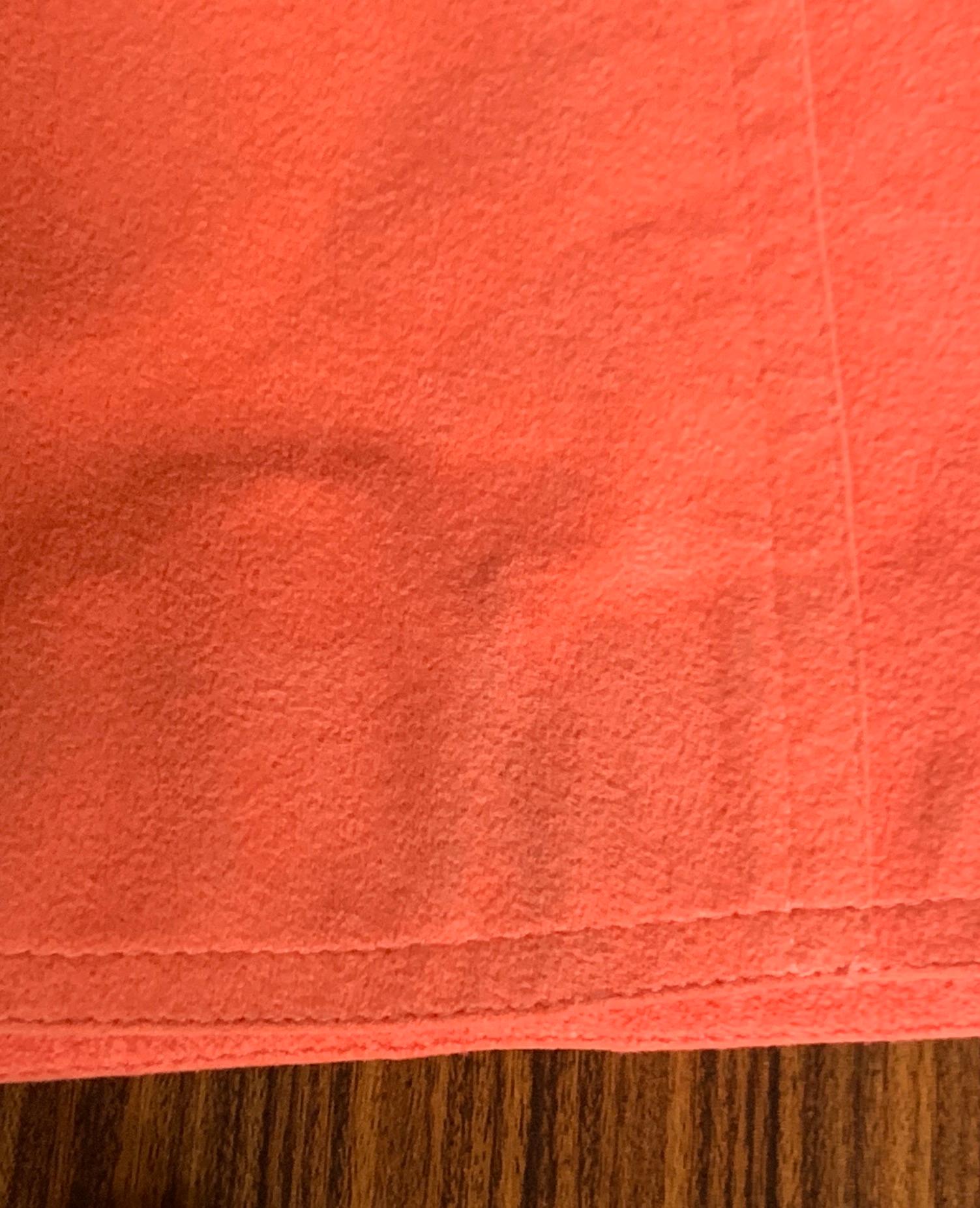 Halston 1970s Orange Pink Ultrasuede Button Up Coat or Coat Dress 1