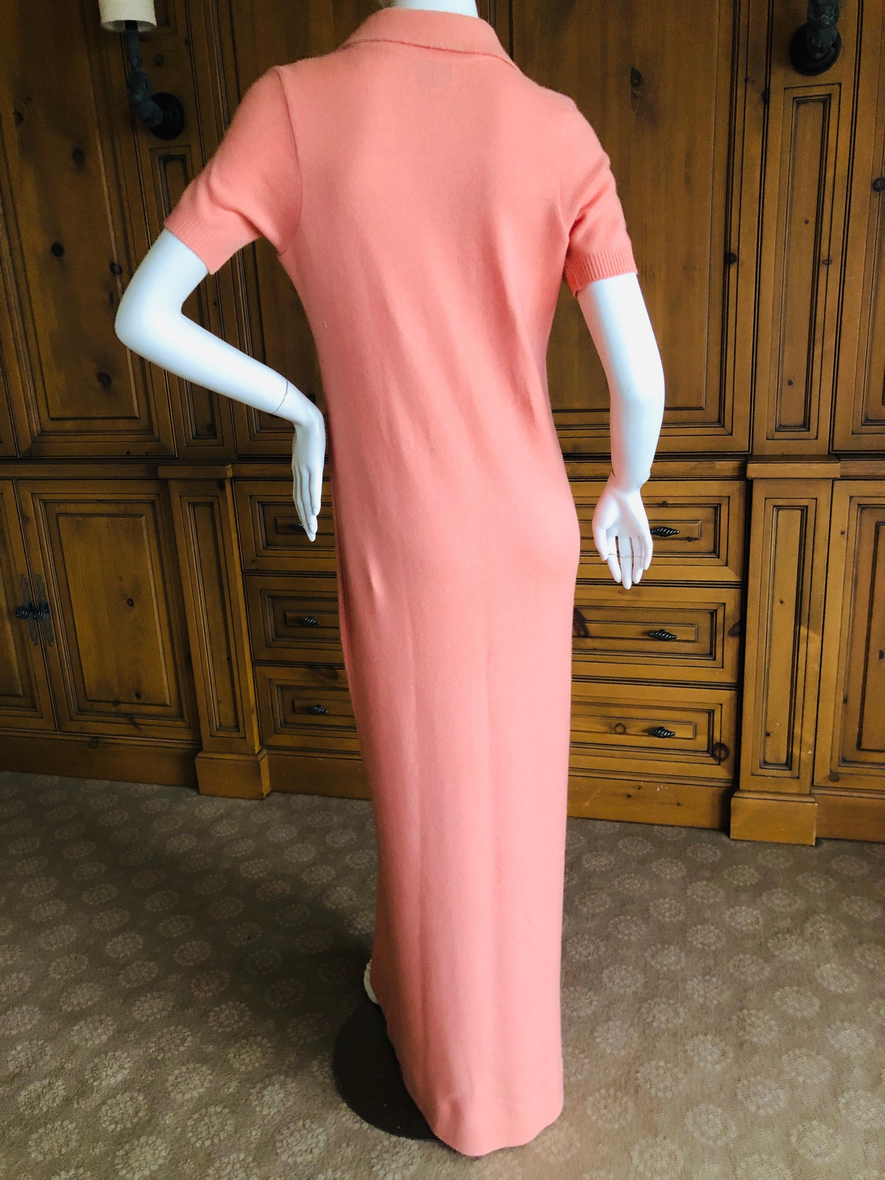 Pink Halston 1970's Pure Scottish Cashmere Polo Evening Dress for Martha Park Avenue For Sale