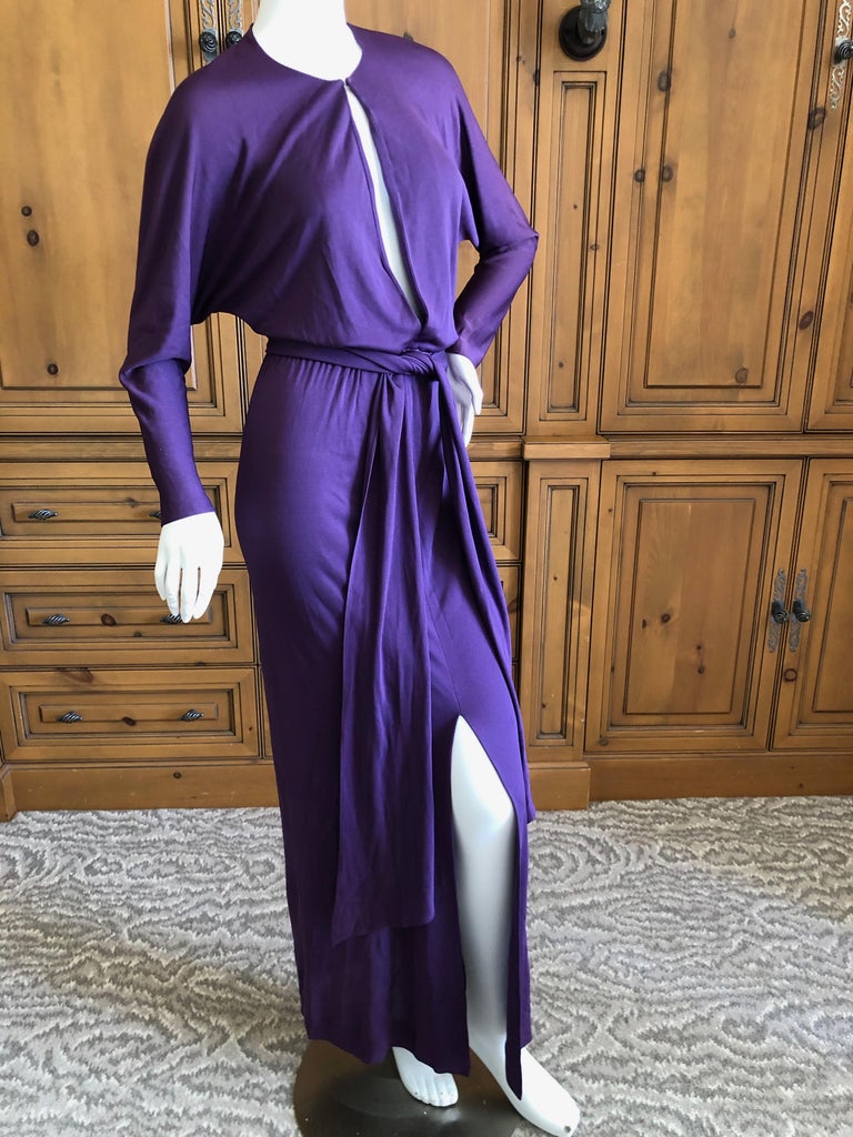 1970s One Shoulder Keyhole Jersey Dress