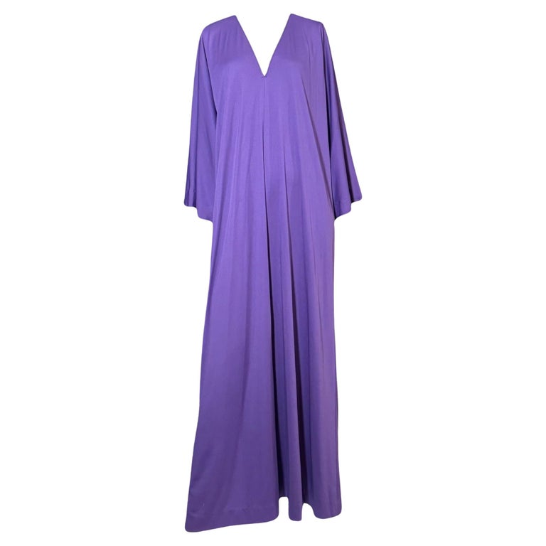Halston 1970 Vestito kaftano in jersey viola Silhouette