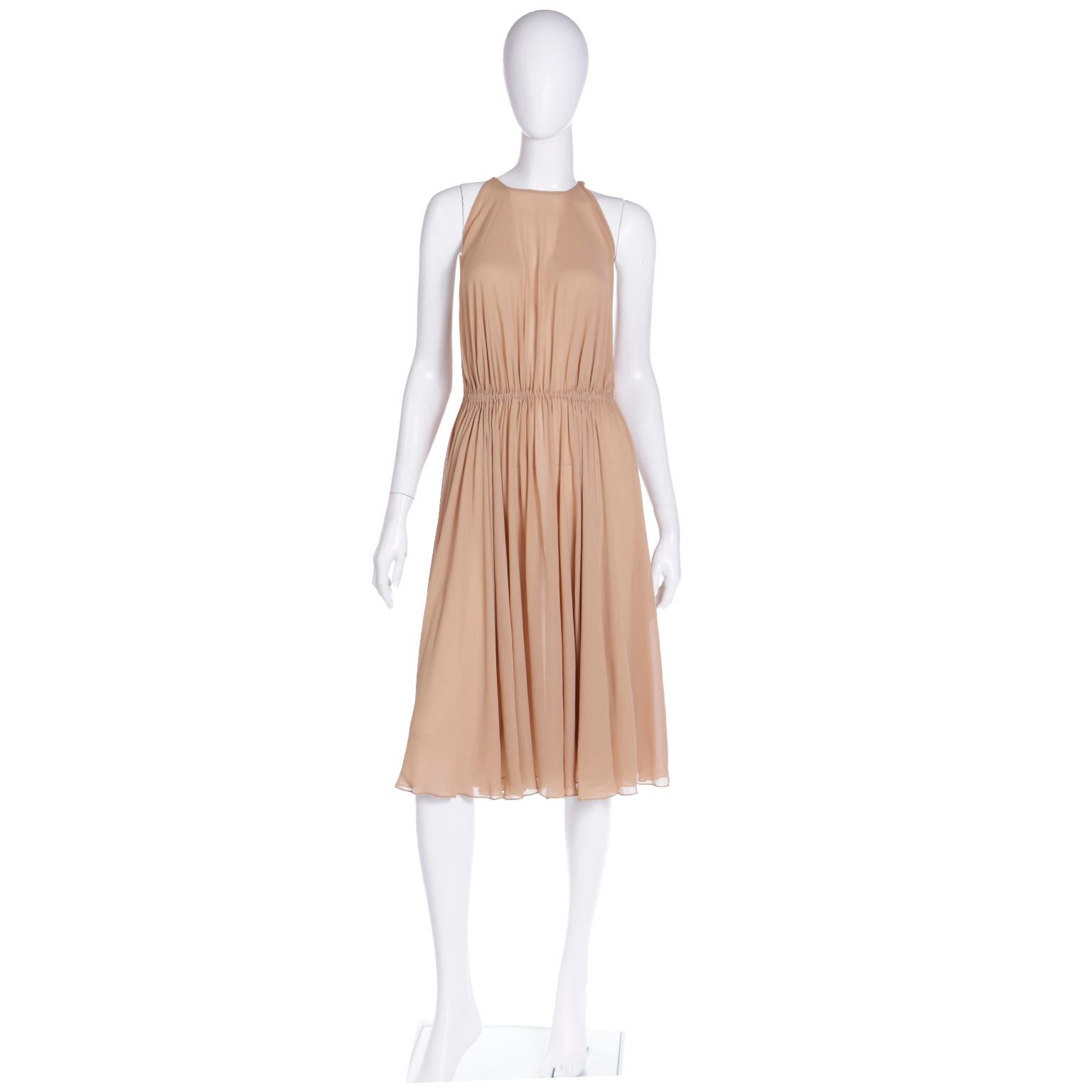 Halston 1975 Documented Vintage Semi Sheer Silk Dress and Cape 2 Piece Ensemble For Sale 5