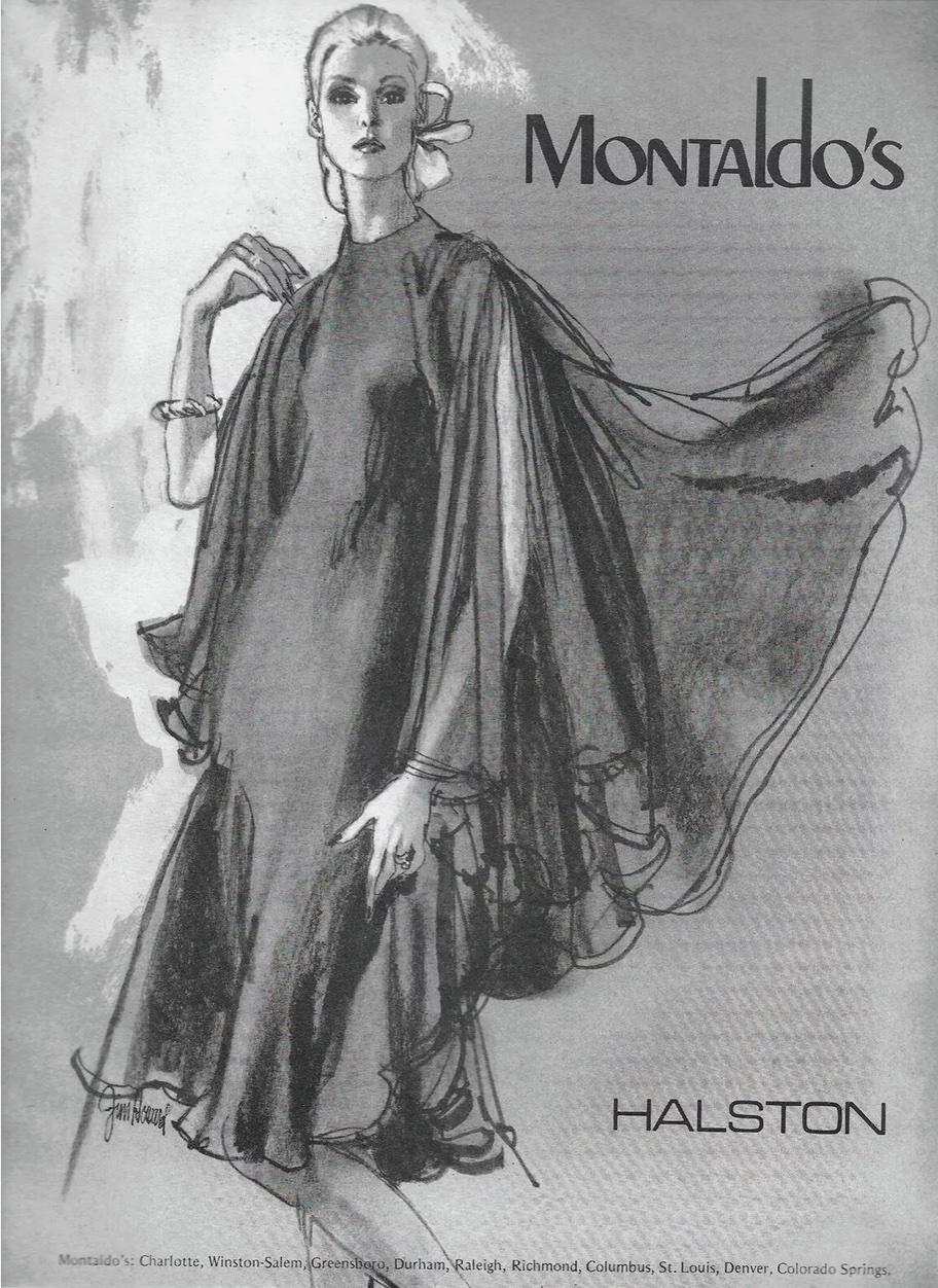 Halston 1975 Documented Vintage Semi Sheer Silk Dress and Cape 2 Piece Ensemble For Sale 8