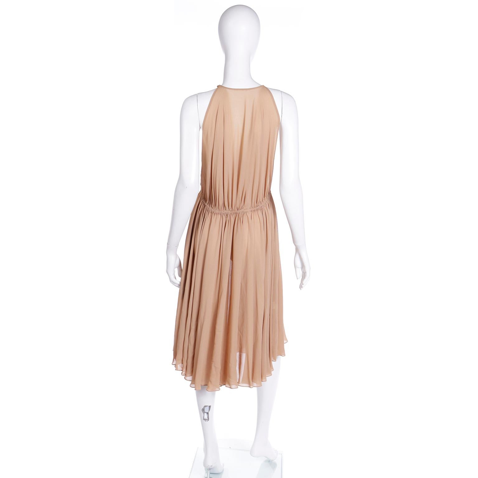 Halston 1975 Documented Vintage Semi Sheer Silk Dress and Cape 2 Piece Ensemble For Sale 3