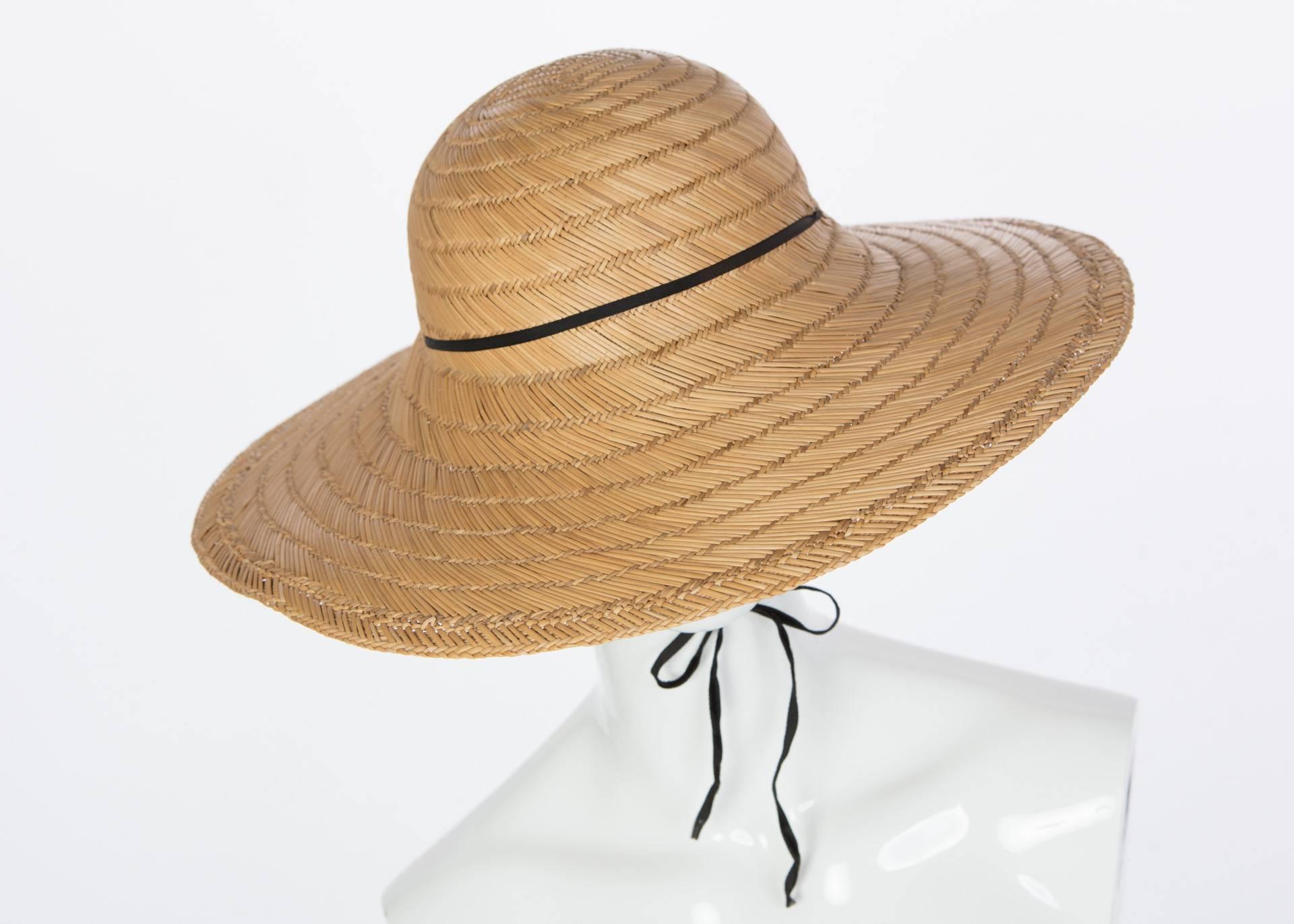 1970s Halston Bamboo Sun Hat In Excellent Condition In Boca Raton, FL