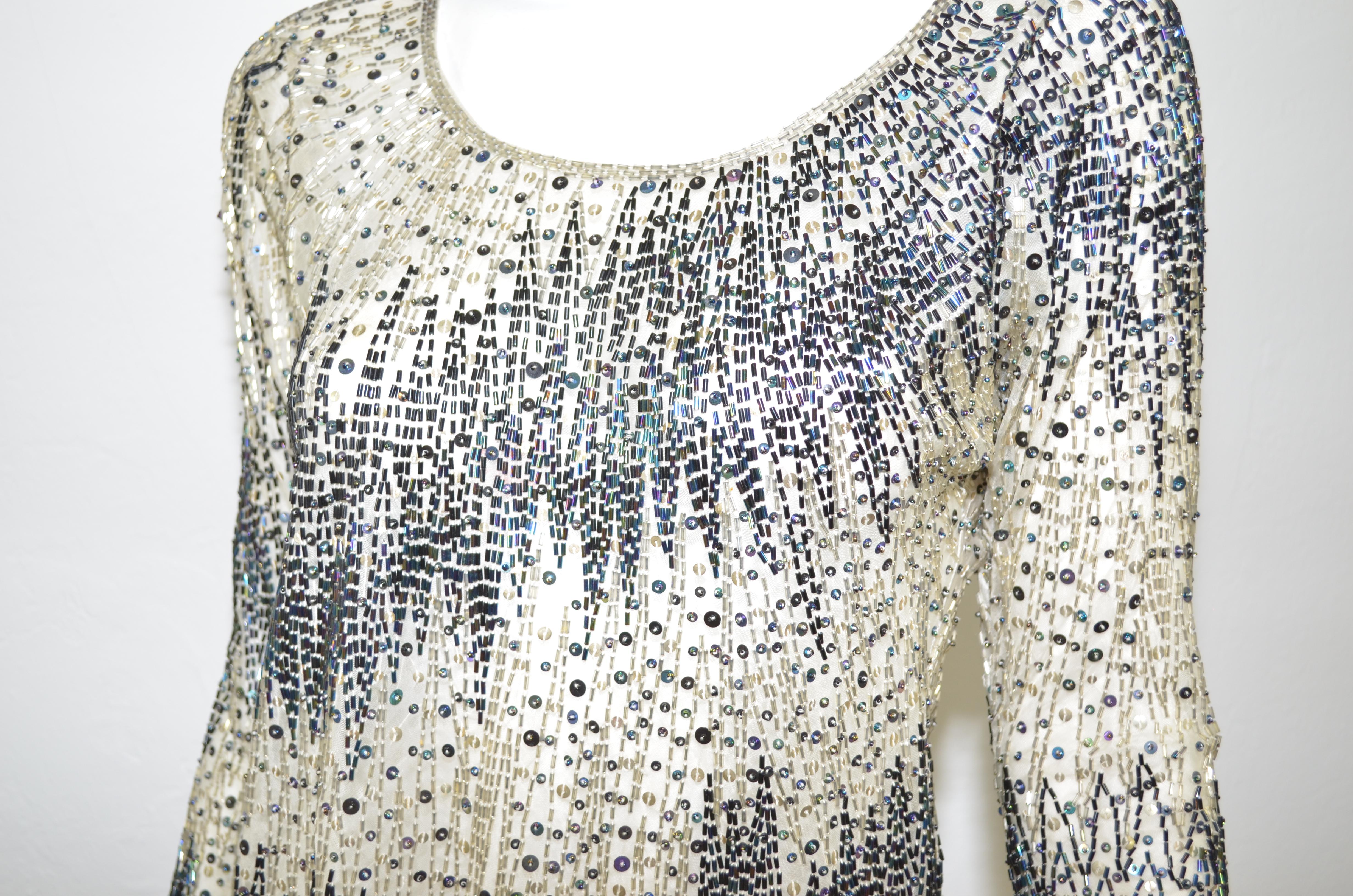 Halston Beaded Top In Excellent Condition In Carmel, CA