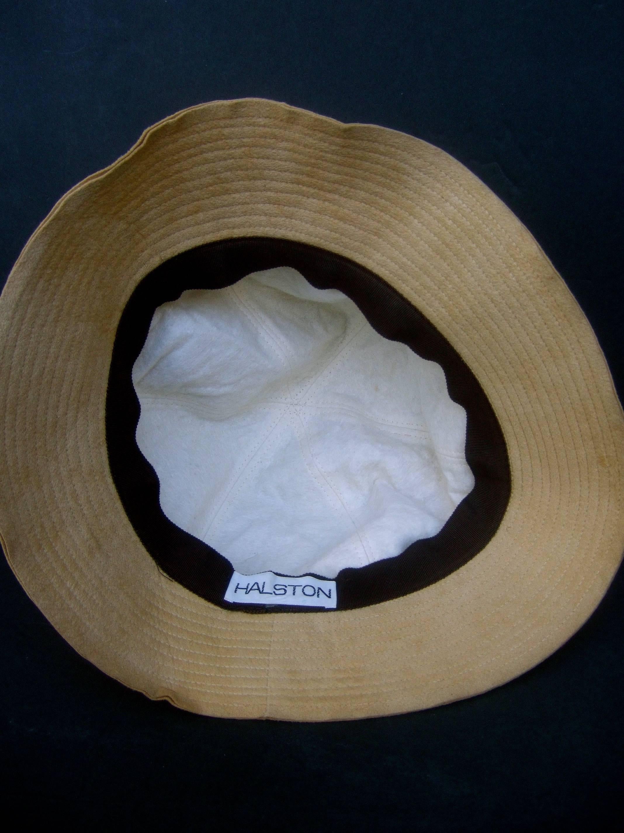 Halston Beige Ultra Faux Suede Hat, circa 1970s  6