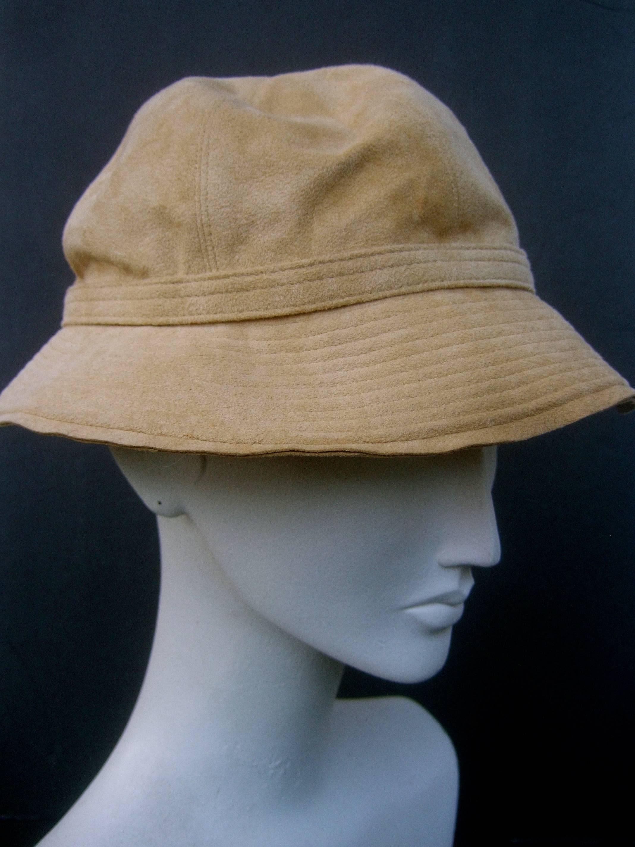 Halston Beige Ultra Faux Suede Hat, circa 1970s  In Good Condition In University City, MO
