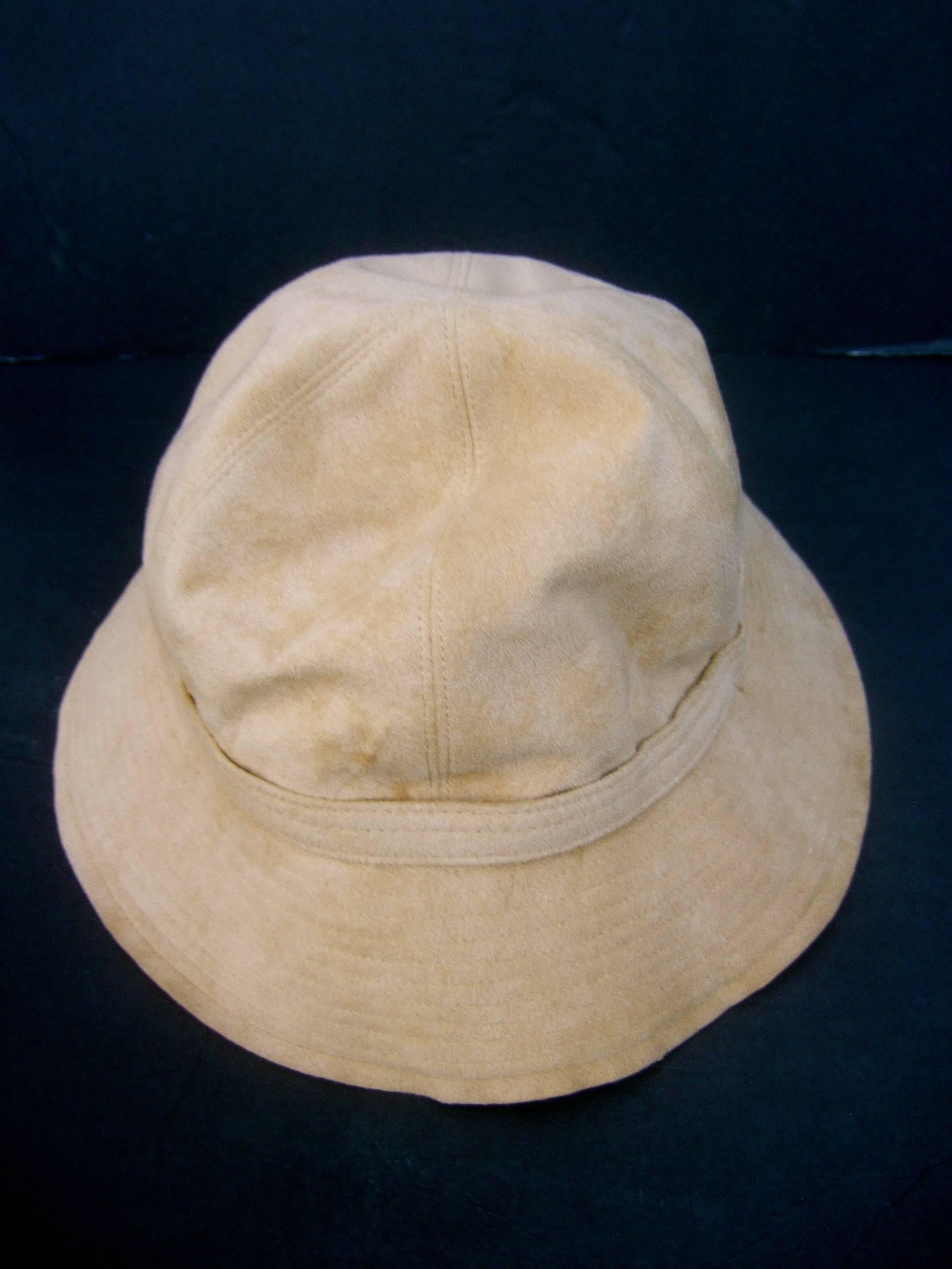 Women's Halston Beige Ultra Faux Suede Hat, circa 1970s 