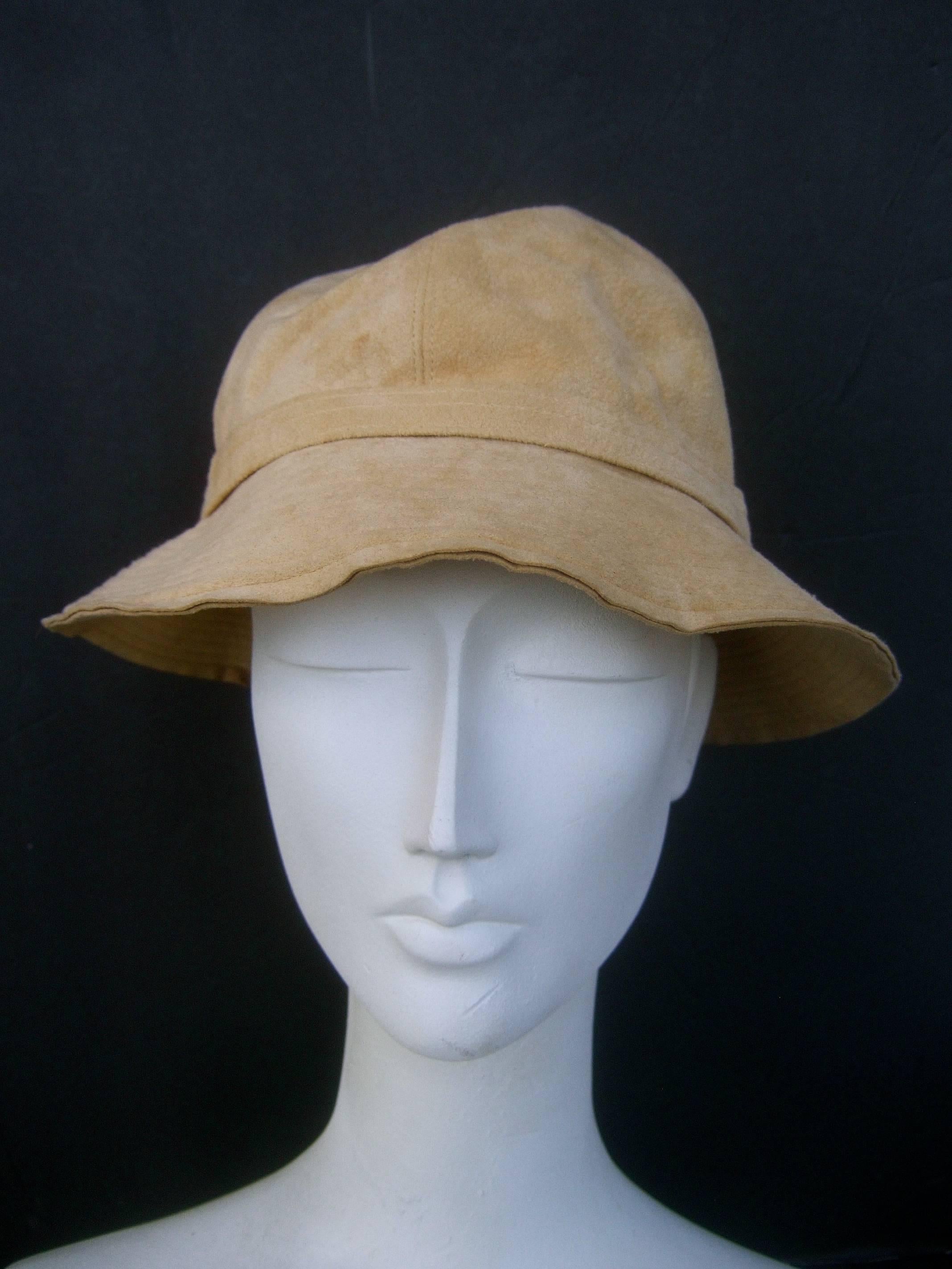Halston Beige Ultra Faux Suede Hat, circa 1970s  1