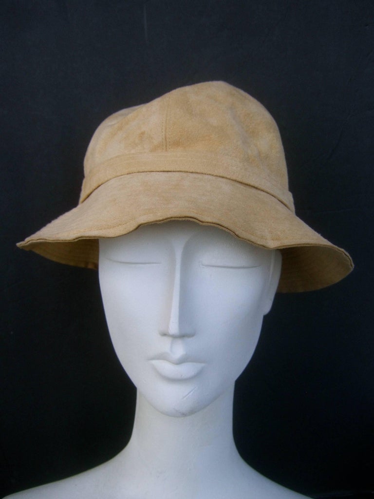 Halston Beige Ultra Faux Suede Hat, circa 1970s at 1stDibs