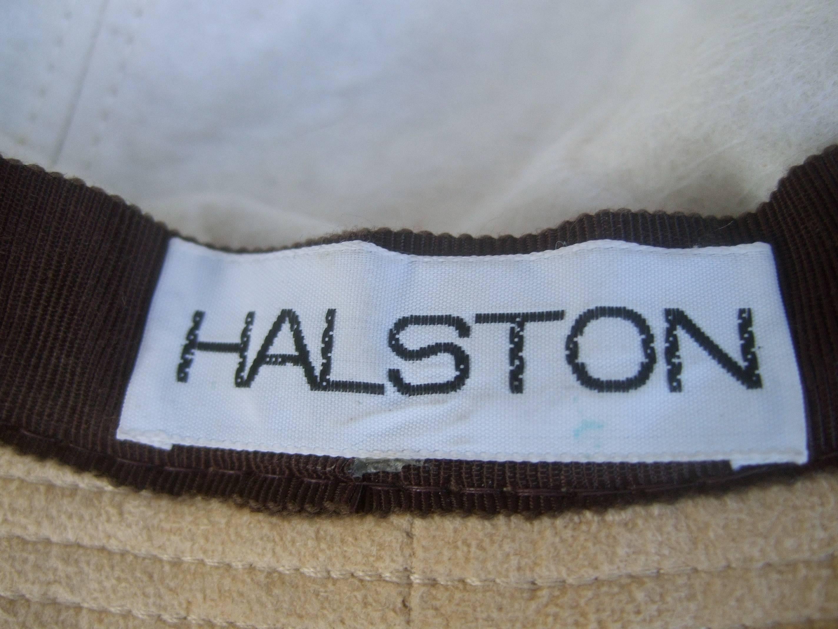 Halston Beige Ultra Faux Suede Hat, circa 1970s  4