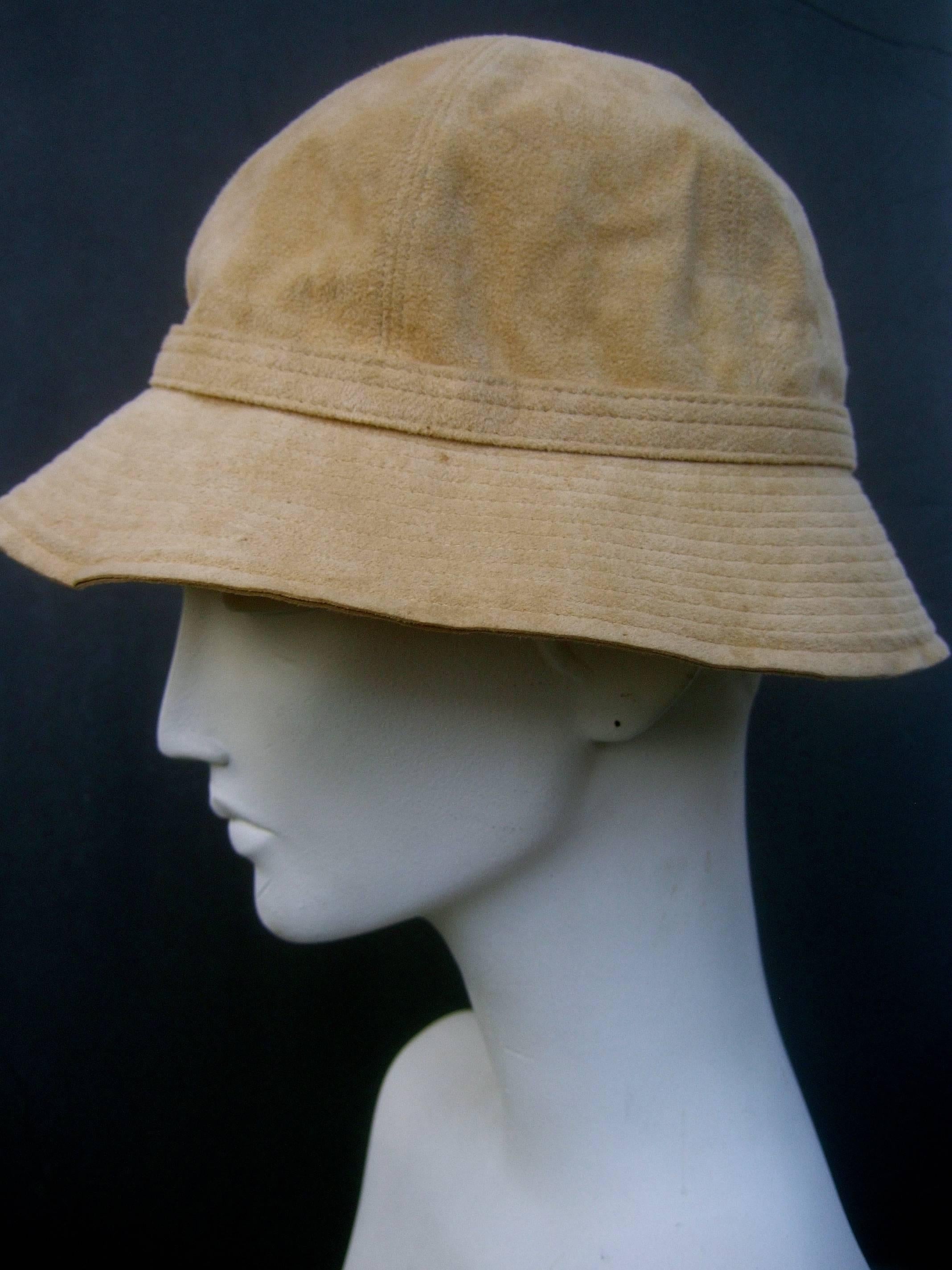 Halston Beige Ultra Faux Suede Hat, circa 1970s  5