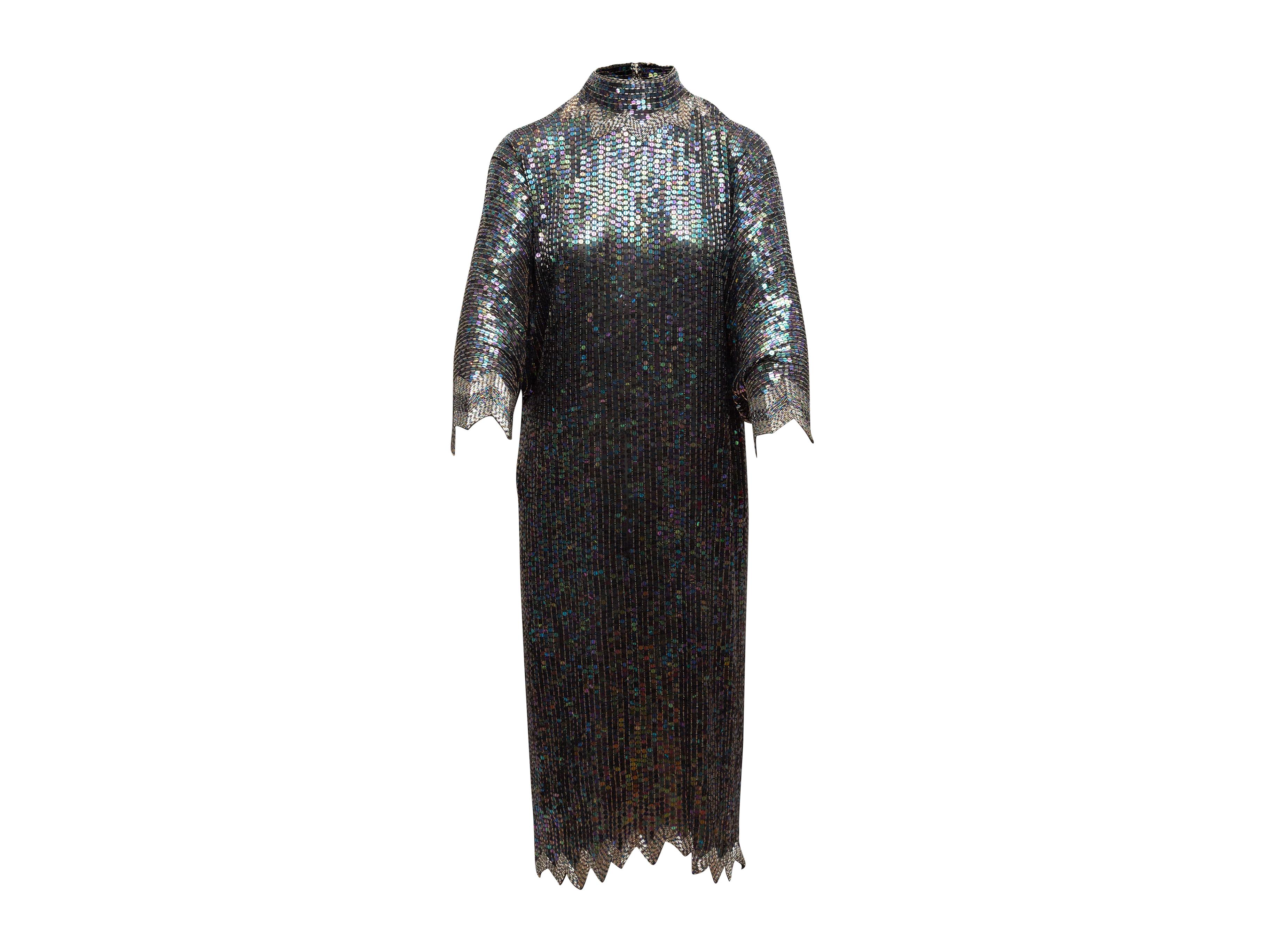 Halston Black 1970s Silk Embellished Gown In Good Condition In New York, NY