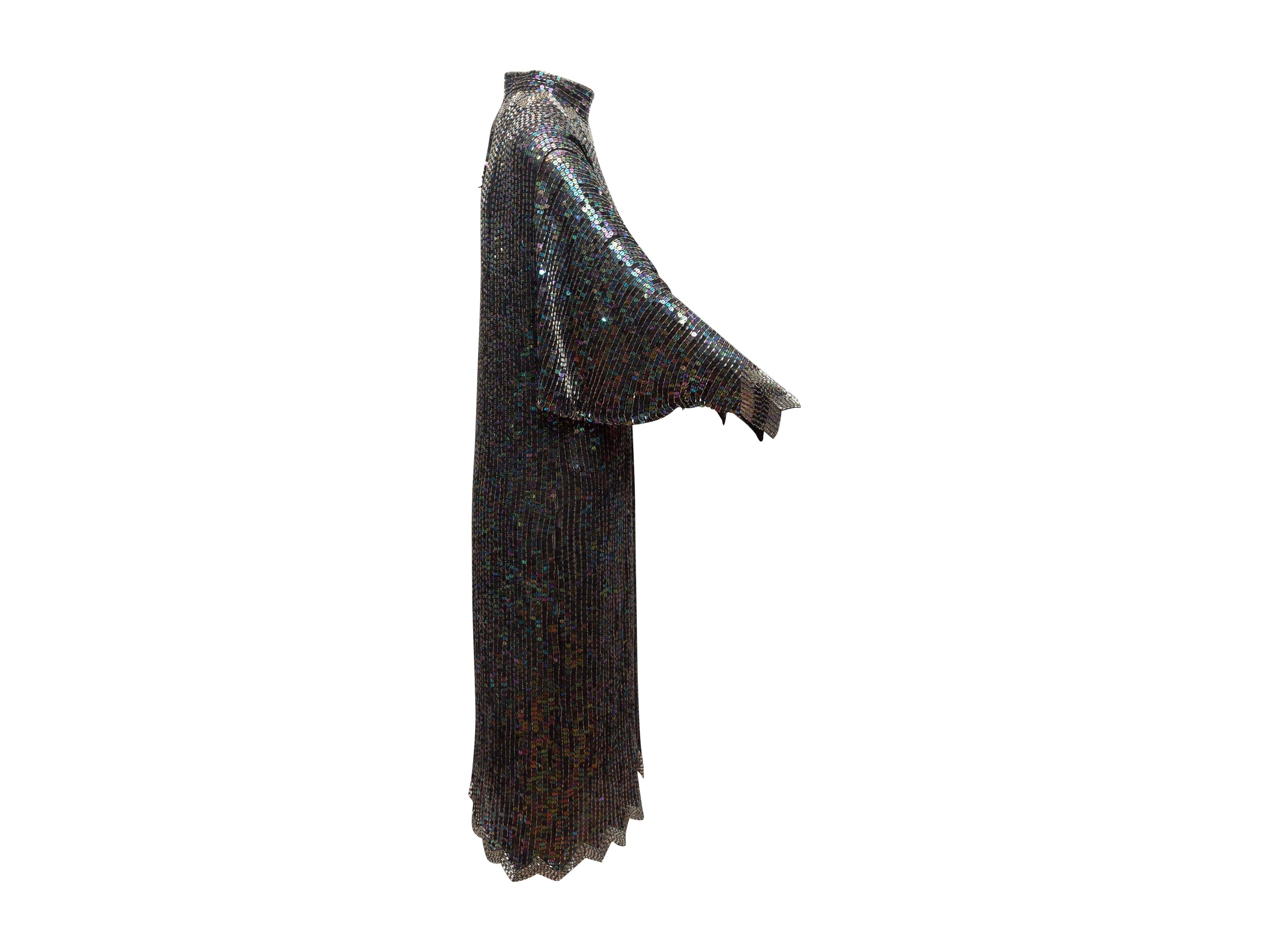 Women's Halston Black 1970s Silk Embellished Gown