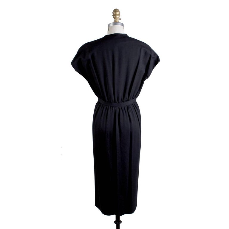 Halston Black Linen Dress with Cap Sleeves circa 1970s For Sale at ...