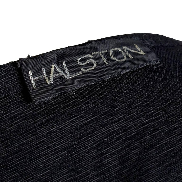 Halston Black Linen Dress with Cap Sleeves circa 1970s For Sale at