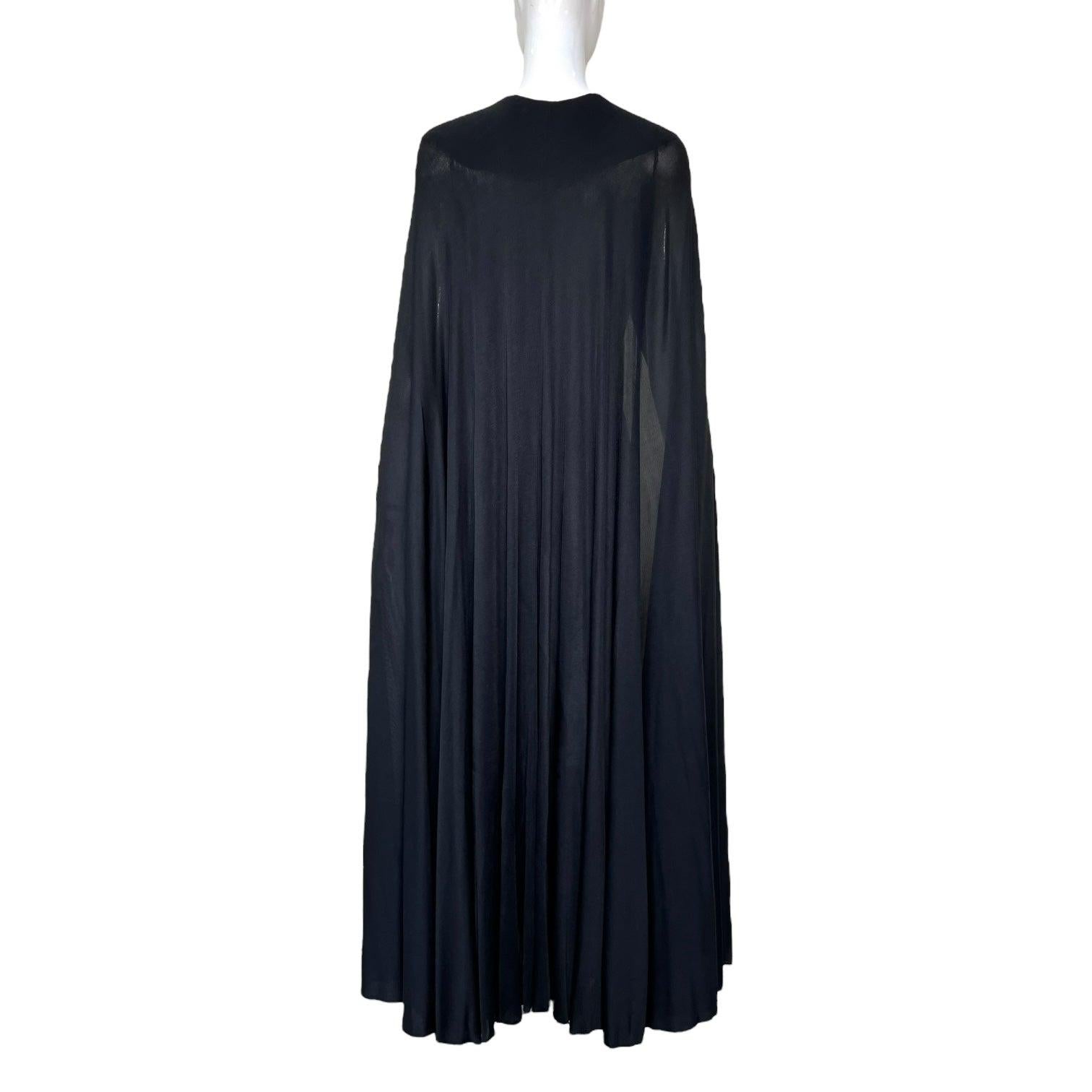 Nero Capo intero in jersey opaco nero di Halston, anni '70 in vendita