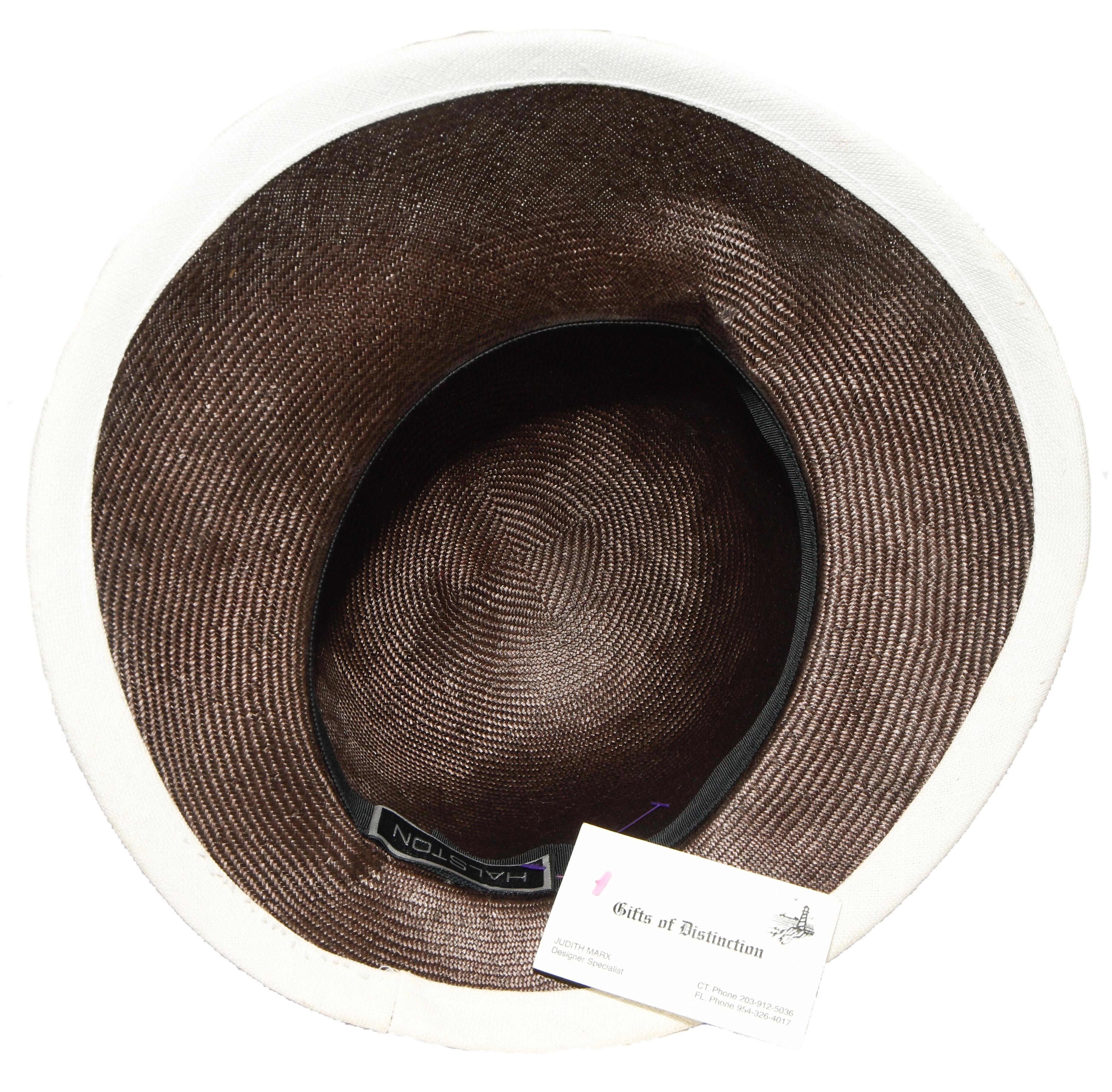 Halston Brown and Beige Hat W/ Beige Linen Band 1