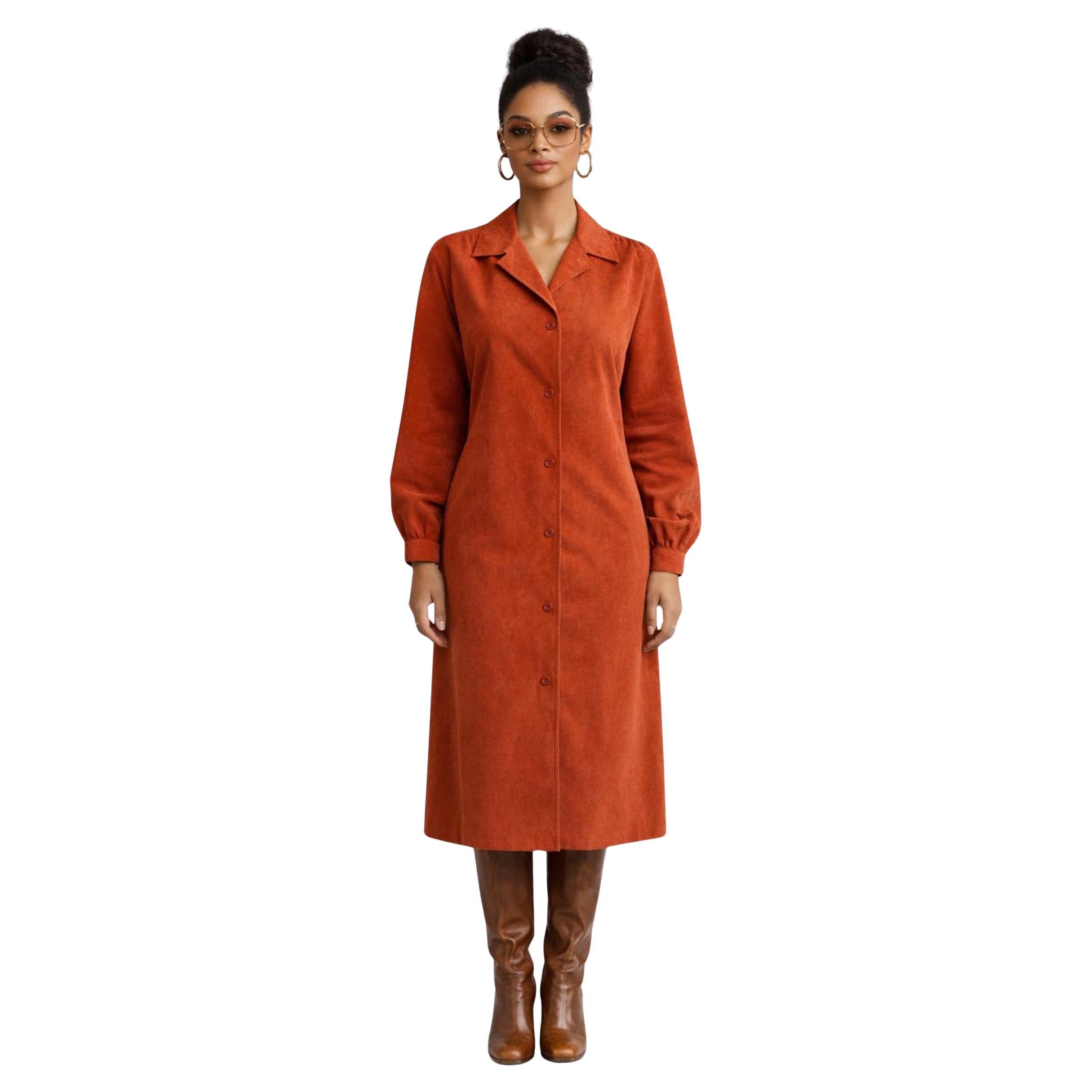 Halston Burnt Orange Ultrasuede Dress, Circa 1970s