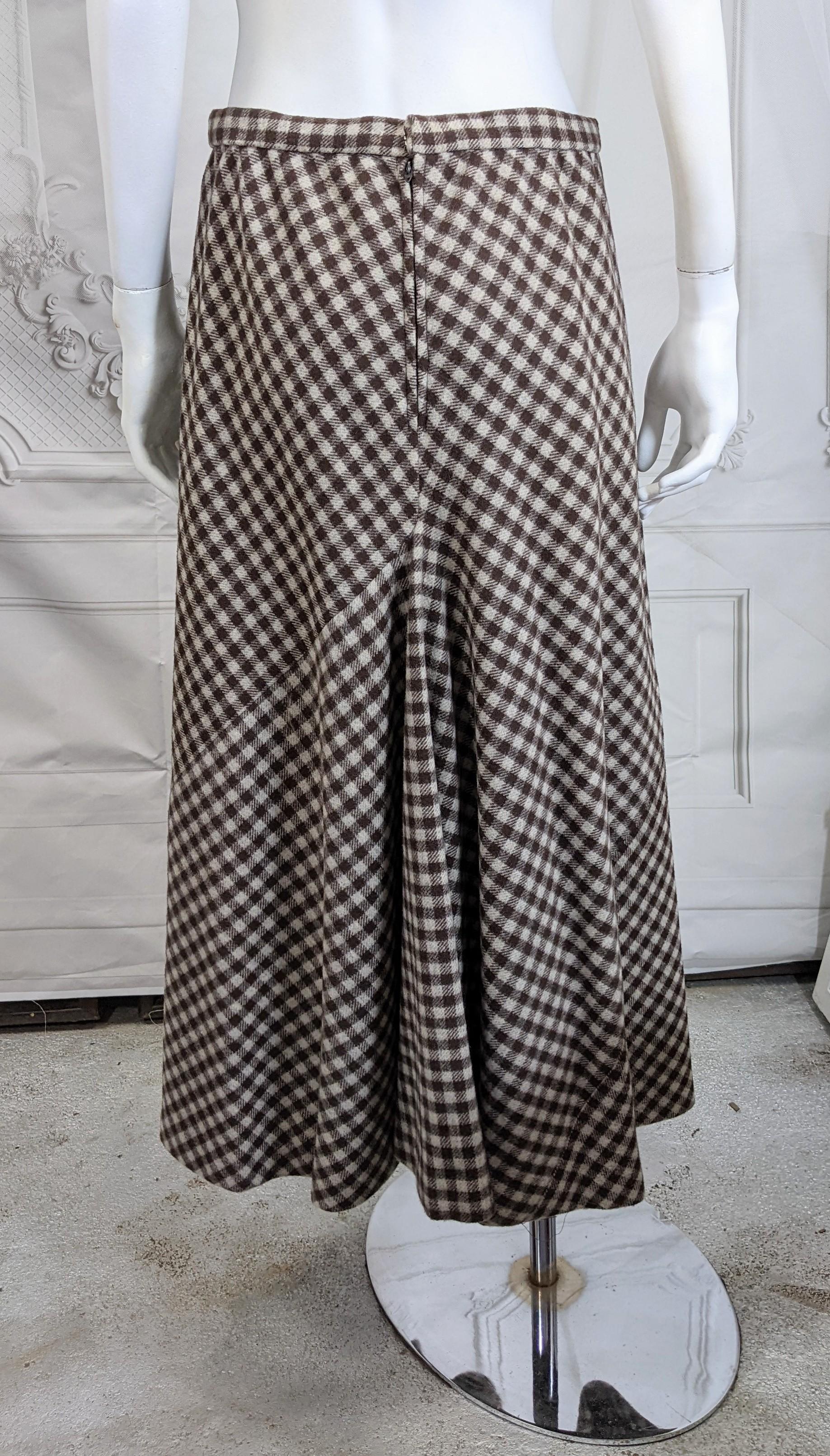 Halston Checked Wool Cape Skirt Ensemble For Sale 2