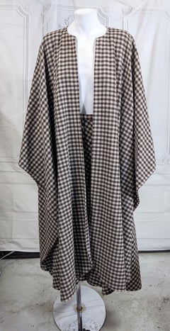 Halston Checked Wool Cape Skirt Ensemble
