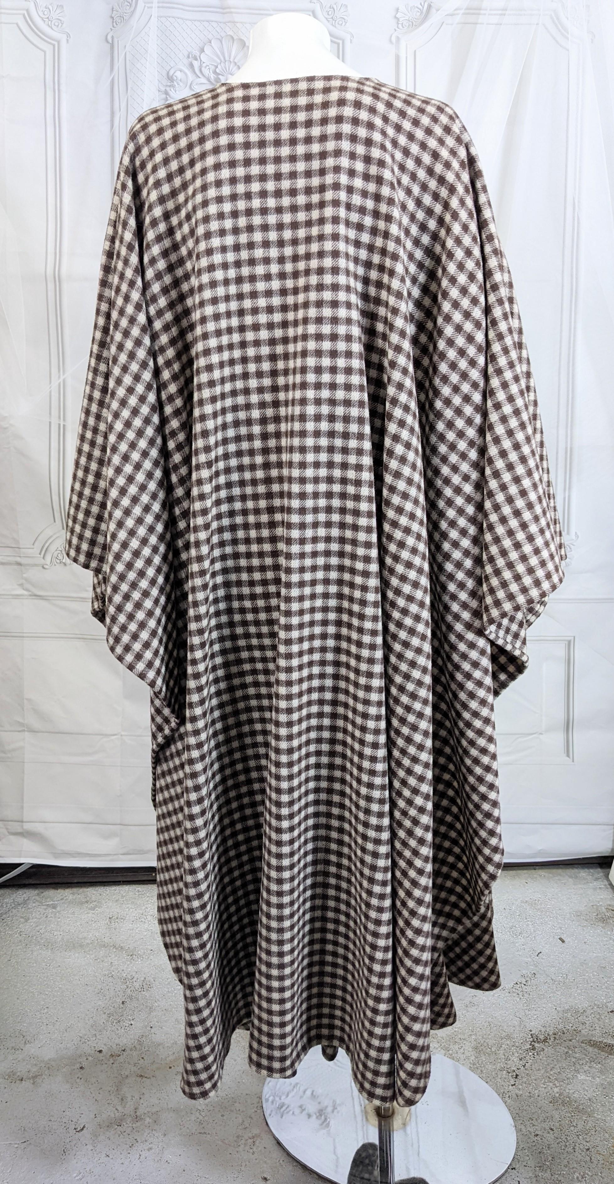 Gray Halston Checked Wool Cape Skirt Ensemble For Sale