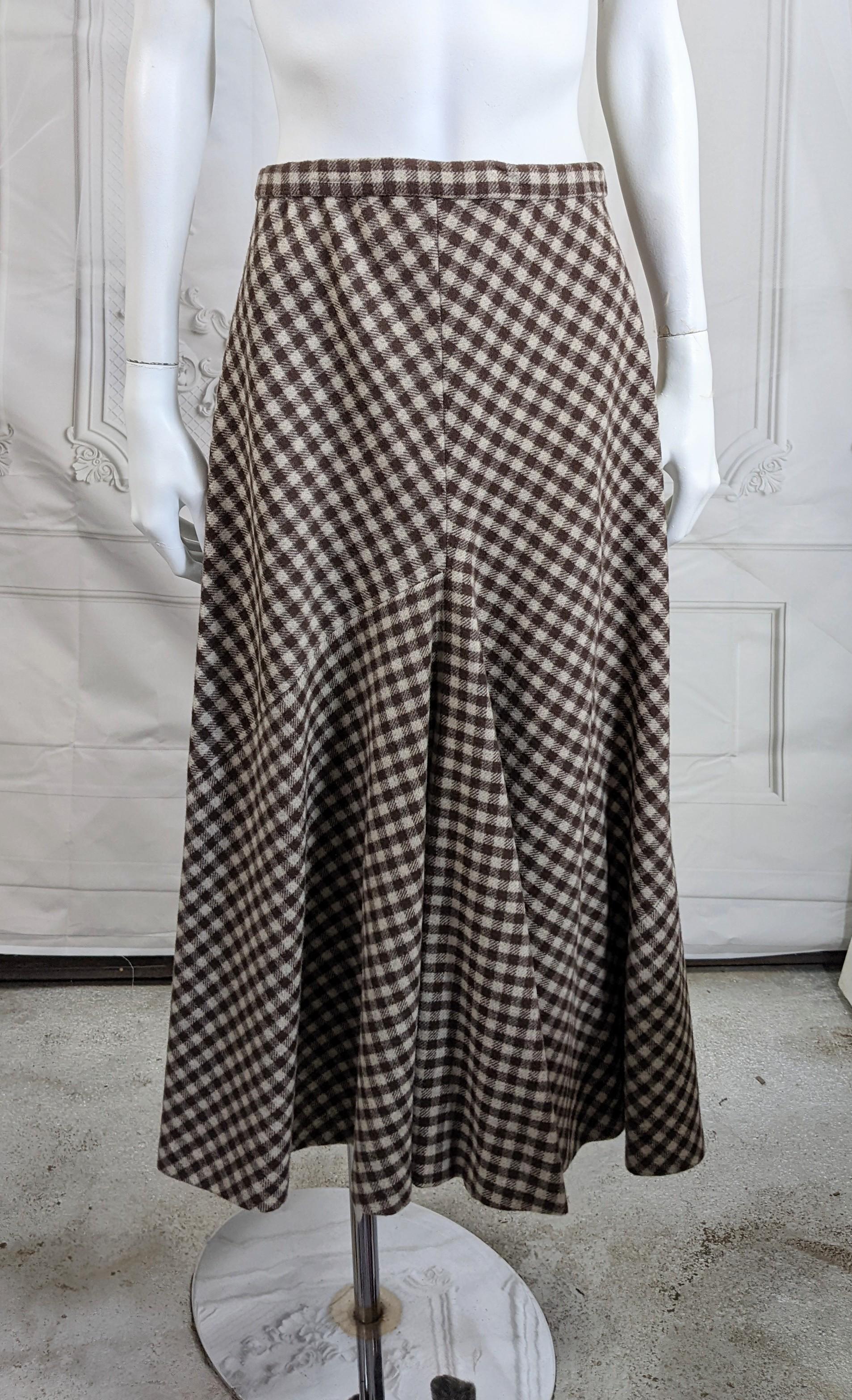 Women's or Men's Halston Checked Wool Cape Skirt Ensemble For Sale