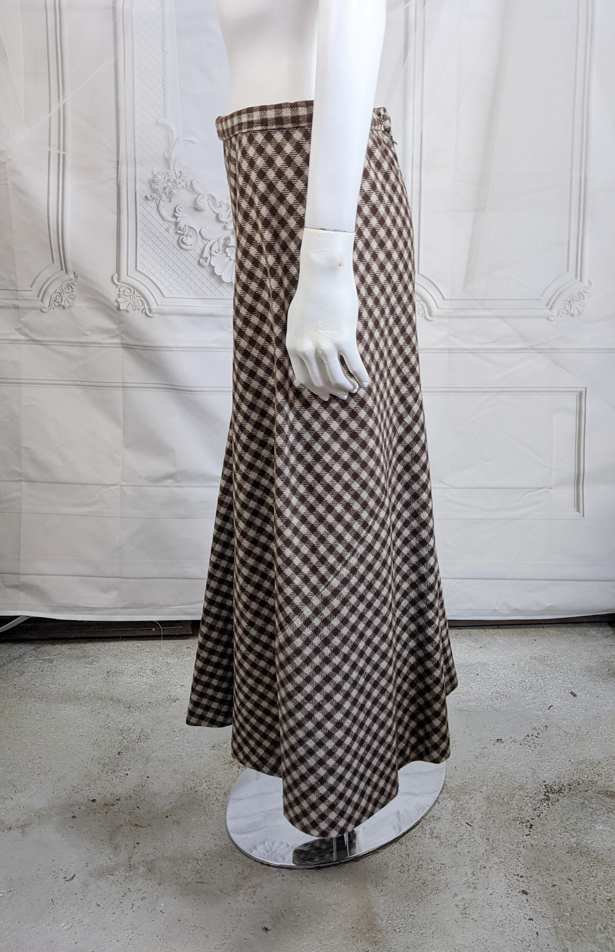 Halston Checked Wool Cape Skirt Ensemble For Sale 1