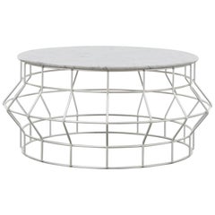 HALSTON COFFEE TABLE - Silver Leaf and Carrara Marble Top