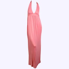 Halston Coral Jersey Halter Dress with Matching Cardigan circa 1970s