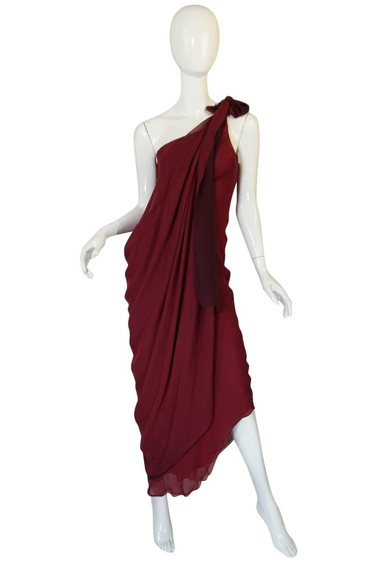 Halston Couture Silk Chiffon Dress and Shawl Overlay, circa 1973 For ...