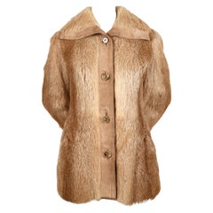 Halston for I. Magnin fur coat with suede trim, 1970s 