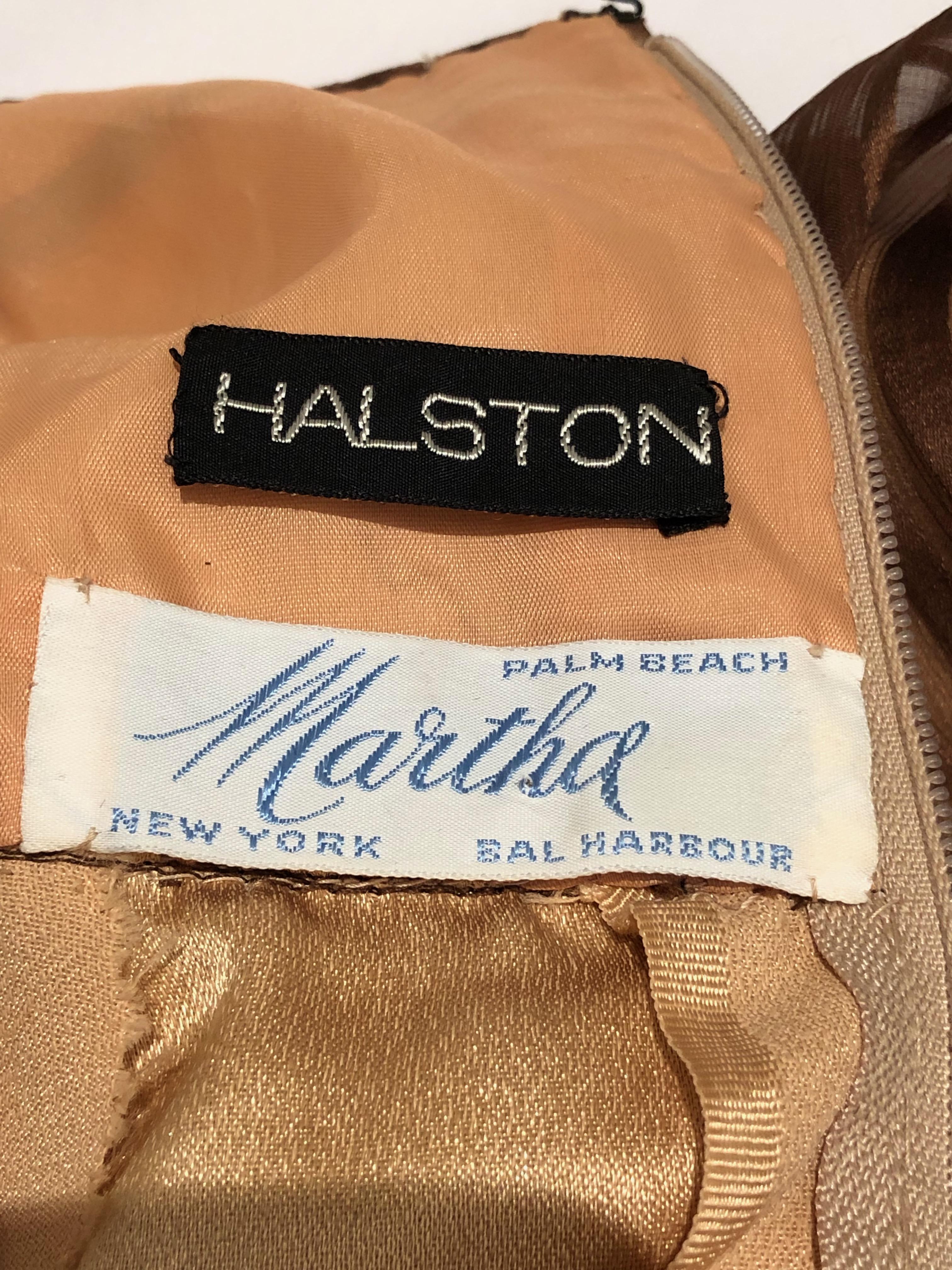 Halston for Martha Park Ave 1970's Beaded Chiffon Empire Dress with Collar Cape 6