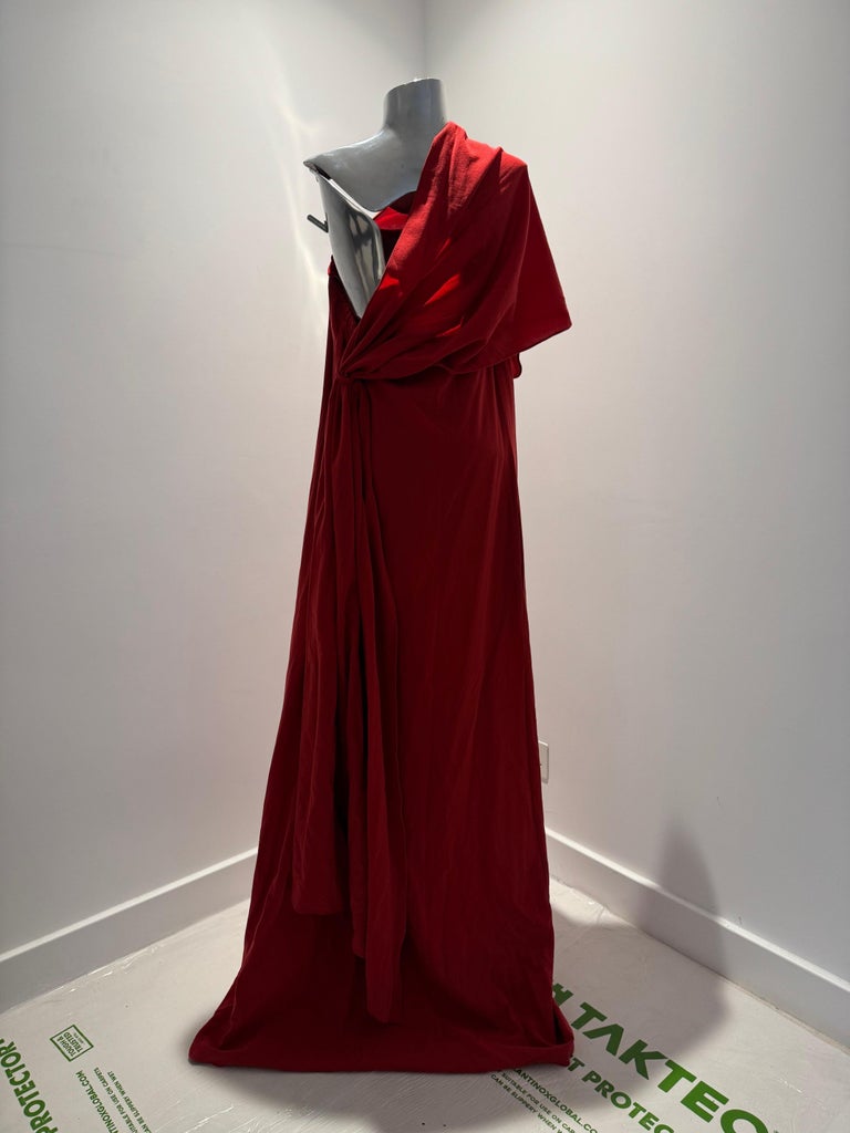 halston red dress Halston FW 2009 Red Dress with Drape Detail