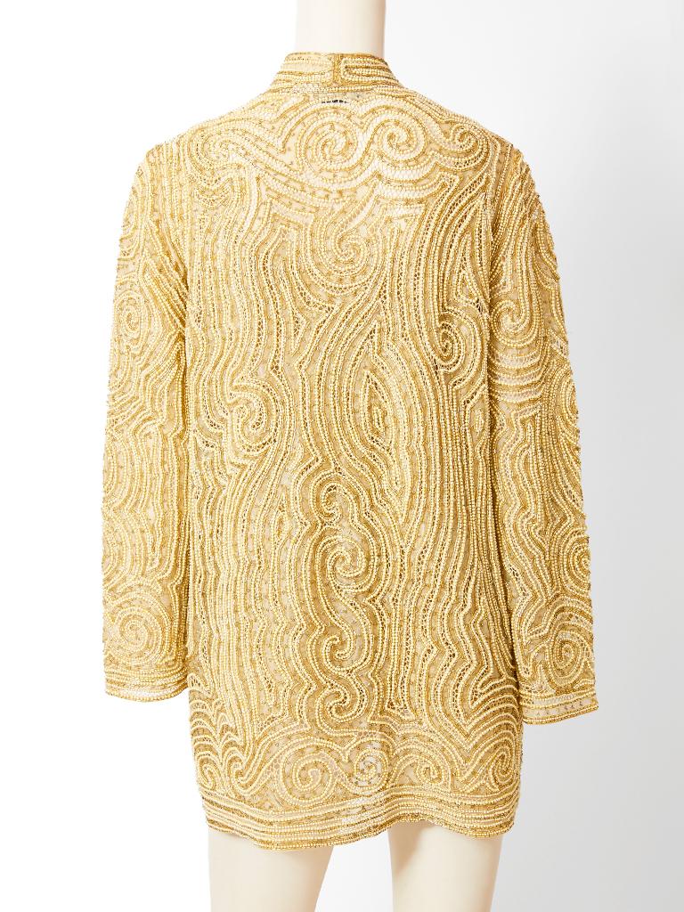 Women's Halston Gold Beaded  Evening Jacket and Tank