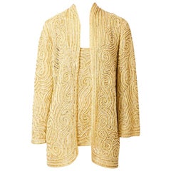 Halston Gold Beaded  Evening Jacket and Tank 