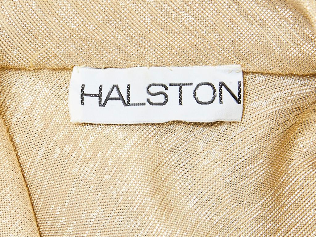 White Halston Gold Lamé Wrap Dress