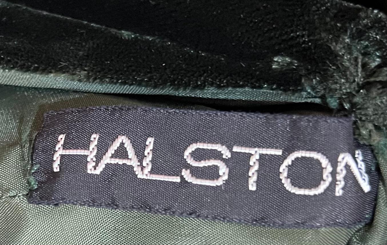 Halston Green Velvet Strapless Sarong Tie Gown, 1976 In Excellent Condition For Sale In Los Angeles, CA