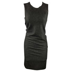 HALSTON HERITAGE 4 Charcoal Heather Virgin Wool Blend Sleeveless Sheath Dress