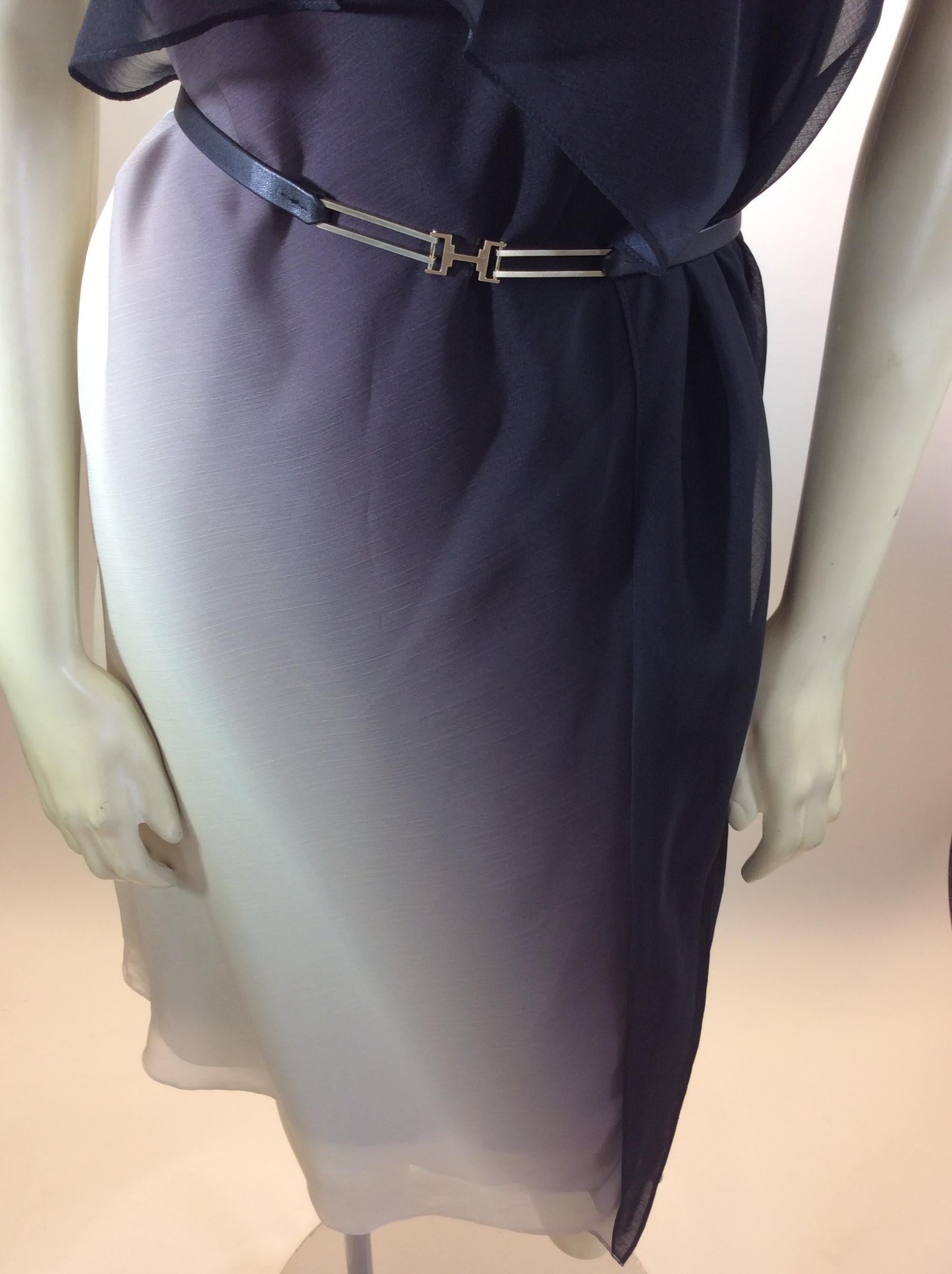 Halston Heritage Black and White Ombre Belted Dress In Good Condition For Sale In Narberth, PA