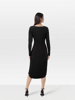 Halston Heritage Vestido negro con detalle recortado Talla S