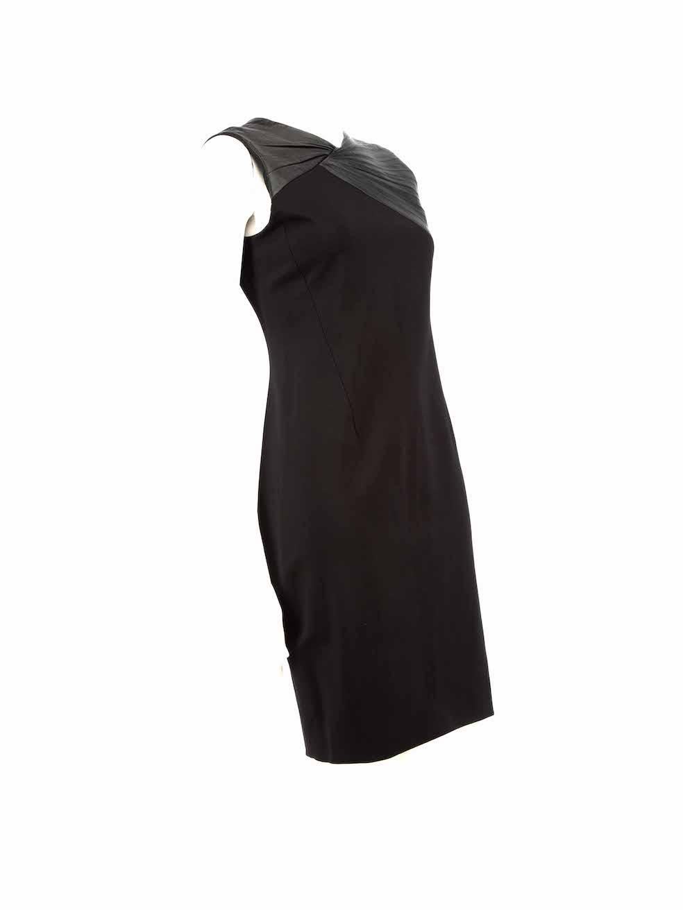 CONDITION is Very good. Minimal wear to dress is evident. Minimal wear to the dress is seen on the leather detailing with abrasion marks on this used Halston Heritage designer resale item.
 
 
 
 Details
 
 
 Black
 
 Viscose
 
 Dress
 
 Knee