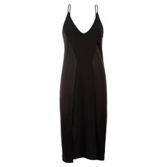 Halston Heritage - Vestito in raso nero con schienale a raggiera - Taglia XXS