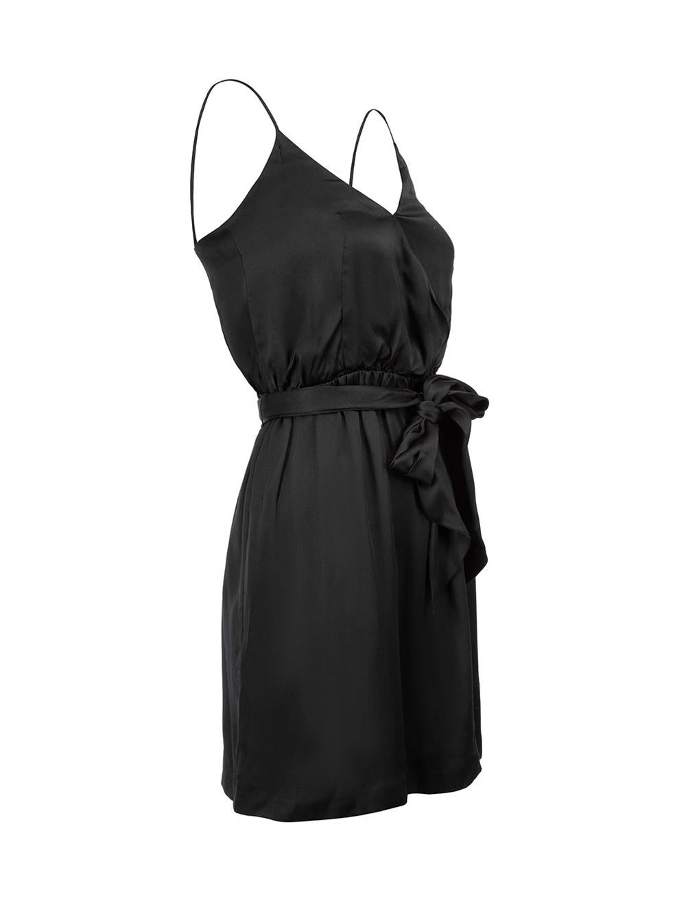 CONDITION is Very good. Minimal wear to dress is evident. Minimal wear to the front and back with pulls to the weave on this used Halston Heritage designer resale item.
 
 
 
 Details
 
 
 Black
 
 Silk
 
 Mini slip dress
 
 V neckline
 
 Spaghetti