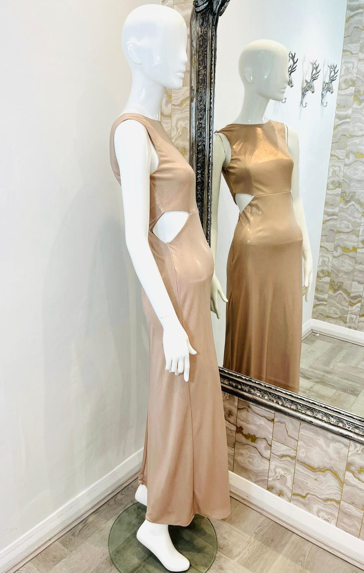 Brown Halston Heritage Cut-Out Dress For Sale