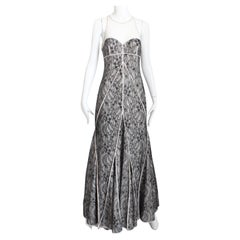 Halston Heritage Evening Gown Long Dress Fit & Flare Illusion Lace NWT NOS Sz M