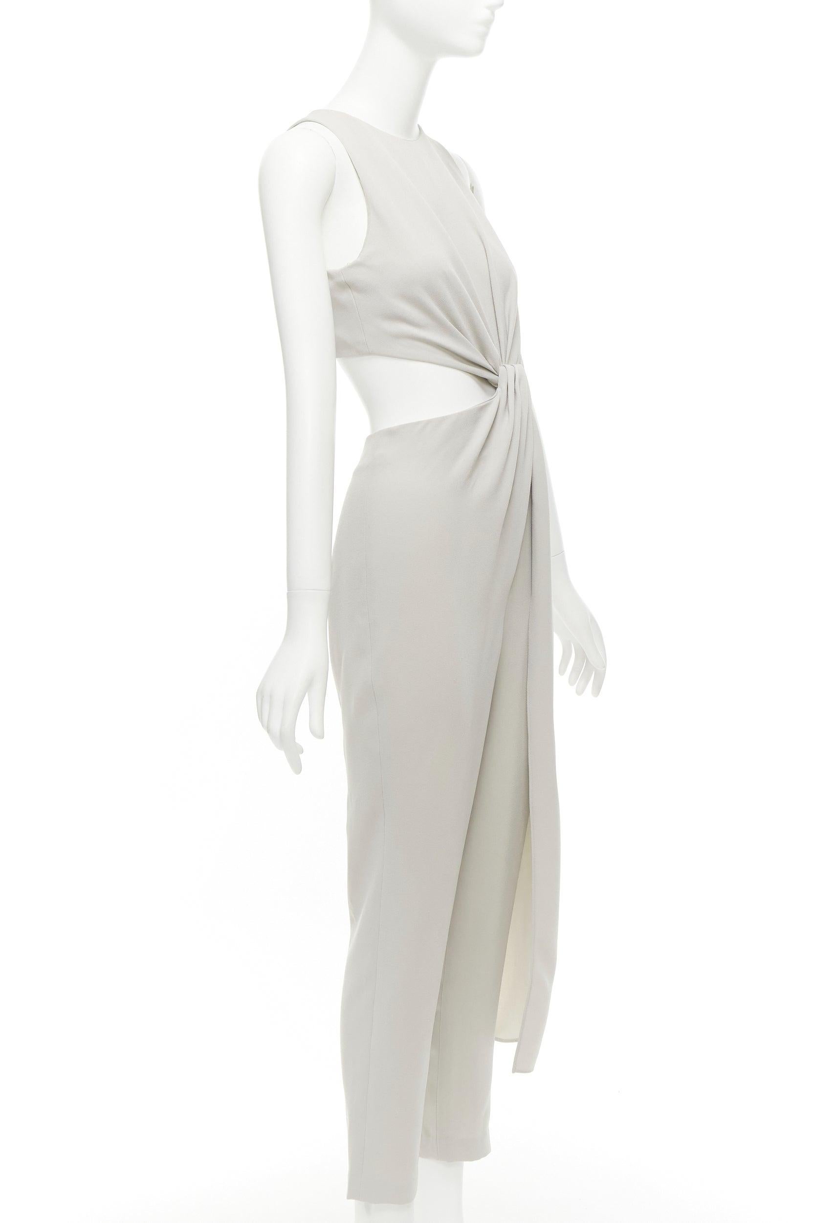 HALSTON HERITAGE grey cut out drape waist asymmetric cropped jumpsuit US0 XS
Reference: CELG/A00381
Brand: Halston Heritage
As seen on: Sienna Miller
Material: Polyester
Color: Grey
Pattern: Solid
Closure: Zip
Lining: Grey Fabric
Extra Details: